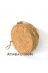 Ata round bag flower pattern with rattan strap